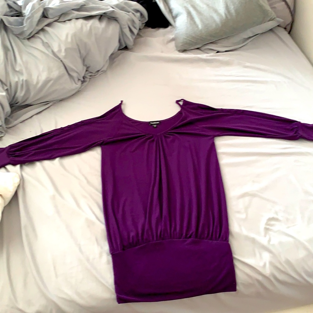 Purple Bebe open shoulder top